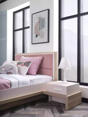 Children's furniture suite children's bed children's room bed wood pink set 3 pieces