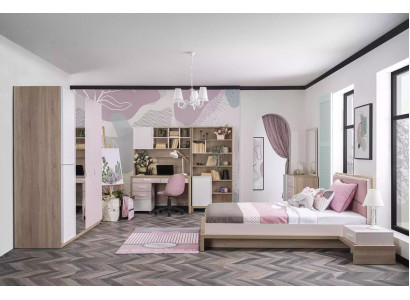 Childrens bed Childrens room Bed Wood Pink Suite Children's furniture set 9 pieces