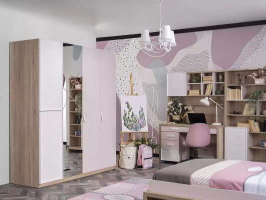 Childrens bed Childrens room Bed Wood Pink Suite Children's furniture set 9 pieces