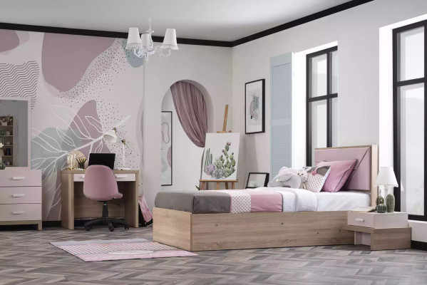 Childrens bed Bed Bed Frame Wood Pink Childrens room bed base Modern