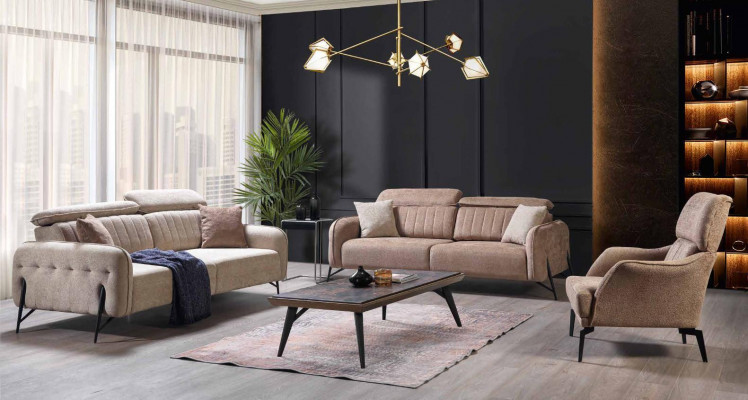 exclusive Beige 2x Armchair Living room Upholstered armchair Luxury Elegant single-seater