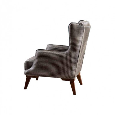 Checkered Armchair Upholstery 1-Seater Gray Living room Textile Armchair