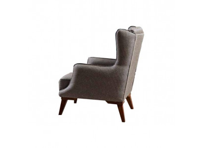 Checkered Armchair Upholstery 1-Seater Gray Living room Textile Armchair