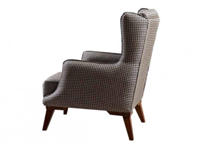 Checkered Armchair Upholstery 1-Seater Gray Living room Textile Armchair