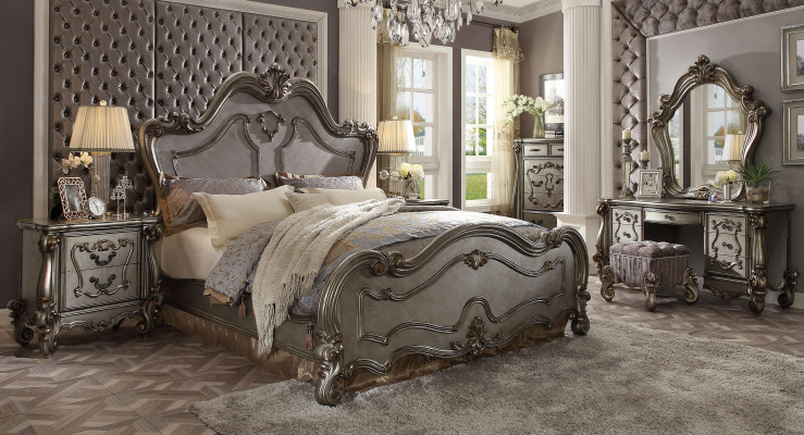 Chesterfield Baroque Bed Double bed 2x Bedside tables Wood Design Beds
