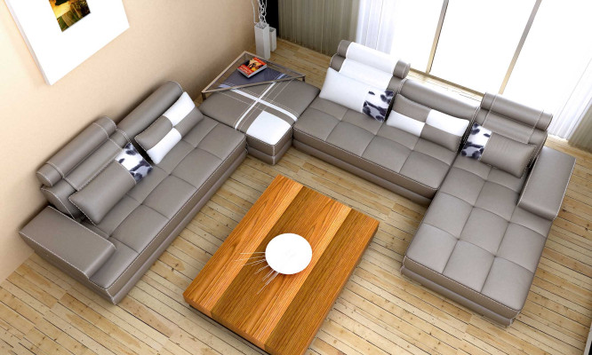 Sofas Living landscape Design Corner sofa Leather new U-shape Sofa Couch Upholstery Suite