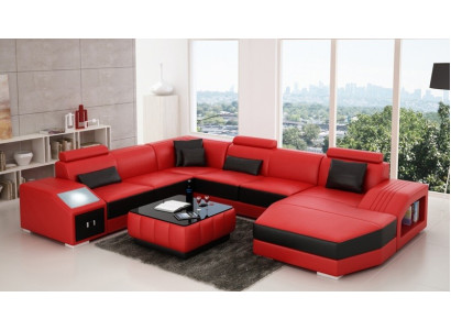 Design Couch Luxury Couches Leather Sofa Seat Corner Suite Upholstery Corner Couch Red