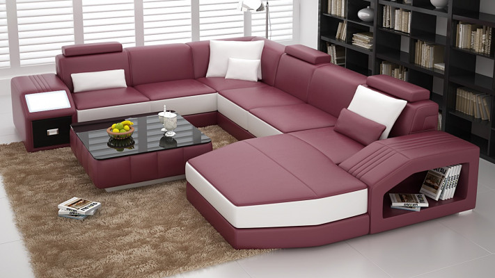 Design Couch Luxury Couches Leather Sofa Seat Corner Suite Upholstery Corner Couch Red