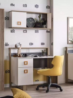 Suite Desk Childrens room Set 2pcs Shelf Computer Wood White