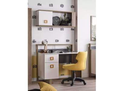 Suite Desk Childrens room Set 2pcs Shelf Computer Wood White