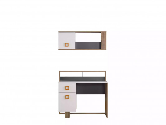 Suite Desk Childrens room Set 2pcs Shelf Computer Wood White