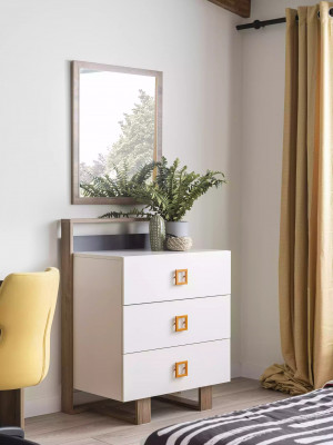 Group Chest of drawers with Mirror Chests of drawers Wood White Children's room Wardrobe Set