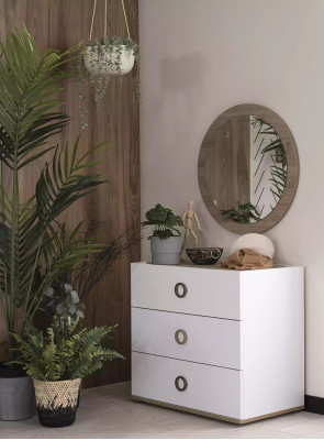 Group Chest of drawers with Mirror Chests of drawers Wood White Bedroom Wardrobe Set
