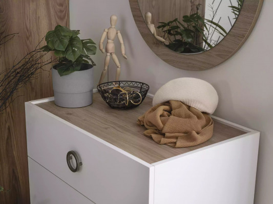 Group Chest of drawers with Mirror Chests of drawers Wood White Bedroom Wardrobe Set