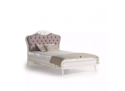 Chesterfield Bed 100 cm Bed Frame Fabric Luxury Gray Youth Bed Wood
