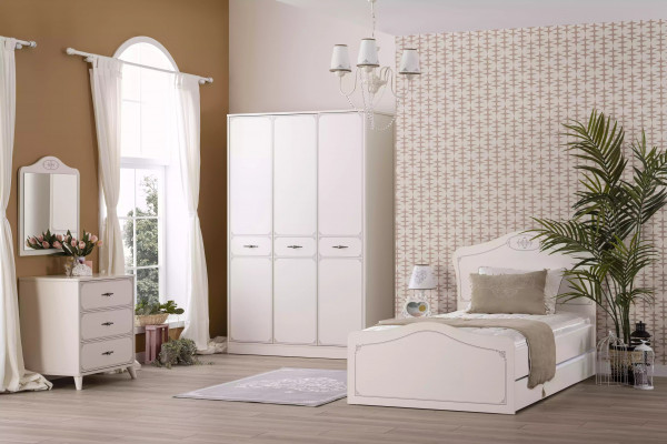 Group Chest of drawers with Mirror Wardrobe Wood Chests of drawers Sideboard White Luxus