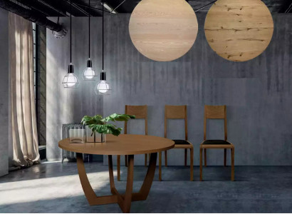 Round Dining table Wood kitchen table Round new style modern brown 140cm