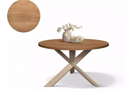 Round Kitchen Dining table Coffee table Color Brown Style Modern Wood 140cm