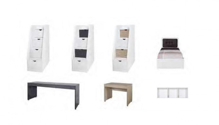 Bunk bed Loft bed Play bed Childrens bed with drawers Modern Wood Solid