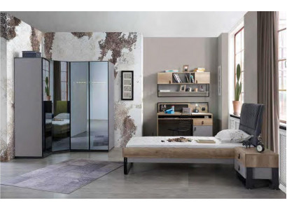 Childrens room Youth Room Set Bed Corner Cabinet Wardrobe Desk Furniture 4pcs