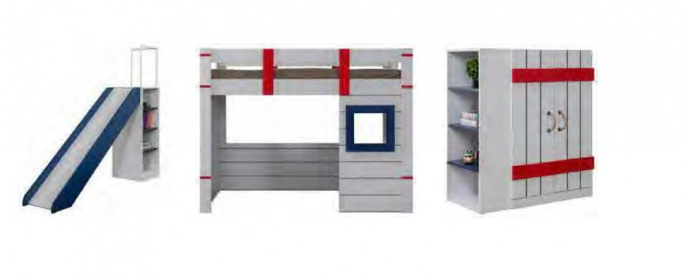 Bunk bed Loft bed Childrens bed Wood Children Room Modern Furniture Slide Table