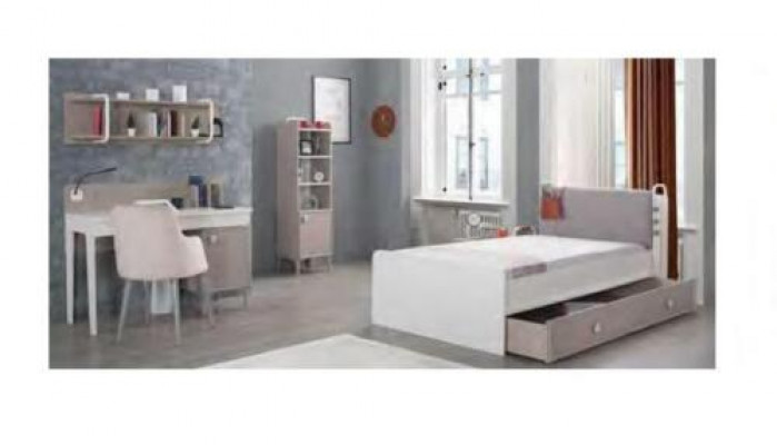 Youth Room Bed Chest of drawers Wardrobe Desk Wood Furniture Design 4-piece set