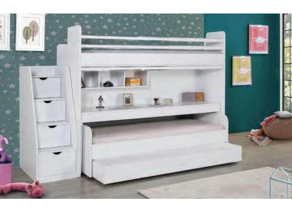 Children Bunk bed 3 Beds Loft bed Wood Youth Room Furniture Double bunk bed
