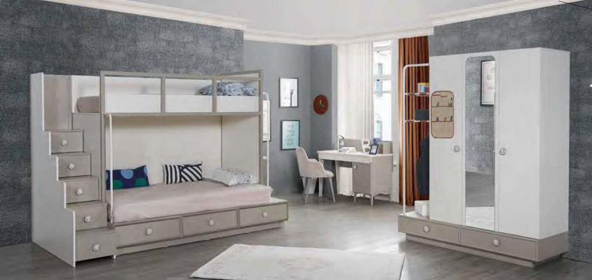 Double bunk bed Bed Bunk Childrens room Loft beds Youth room Loft bed 3pcs.