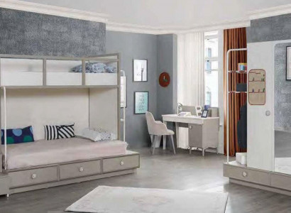 Double bunk bed Bed Bunk Childrens room Loft beds Youth room Loft bed 3pcs.