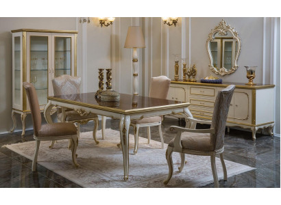 Design Dining room Set 8pcs Dining table Chair Chest of drawers Display case Mirror Tables Wood