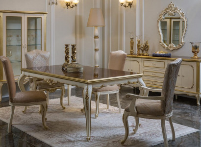 Design Dining room Set 8pcs Dining table Chair Chest of drawers Display case Mirror Tables Wood