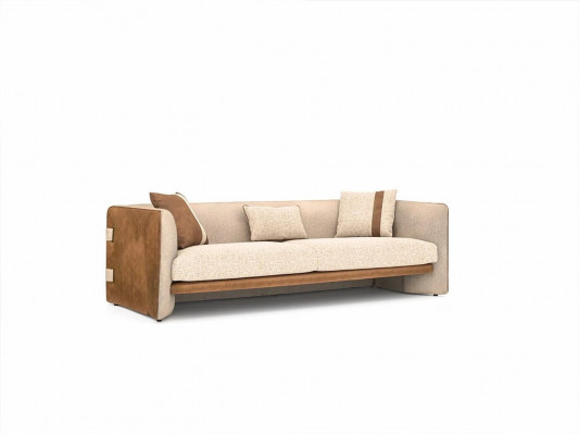 Beige Sofa Luxury Three Seater Couch Modern Furnishings Upholstered furniture Textile