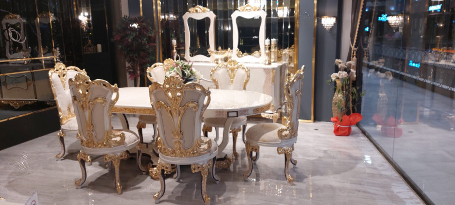 Luxury Couch Furniture Dining table Baroque dining set Group Table + 6x Chair