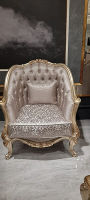 Classic Chesterfield Suite 311 Seat with Coffee table Velvet Gold Wood