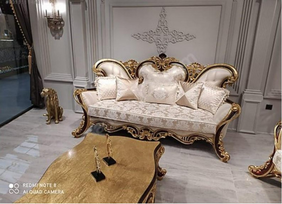 Upholstery Suite Chesterfield 3+1 Seat + Coffee table Wood Baroque Rococo