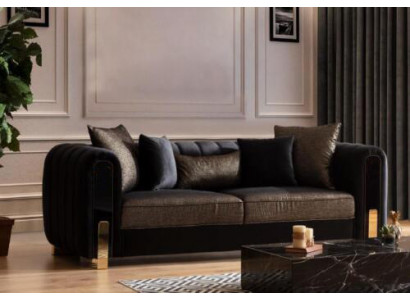 Medusa Three Seater Sofa 3 Seater Couches Sofas Luxury Upholstery Couch Black Fabric