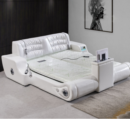 Double Luxury Design White Bed Upholstery Beds Modern Hotel Multifunction