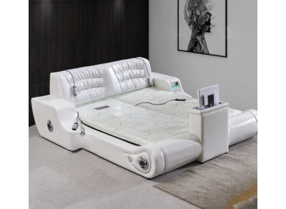 Double Luxury Design White Bed Upholstery Beds Modern Hotel Multifunction