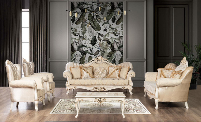 Beige sofa set set 4 pieces. Sofa Set Couch Upholstery Furniture Classic Sofas Velvet