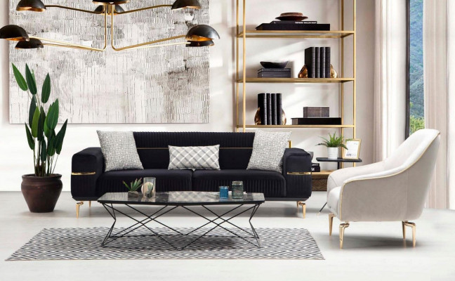 Luxury Sofa set Sofa Upholstery Group Sofas 3+3+1 Seater Armchair 3pcs. Velvet set