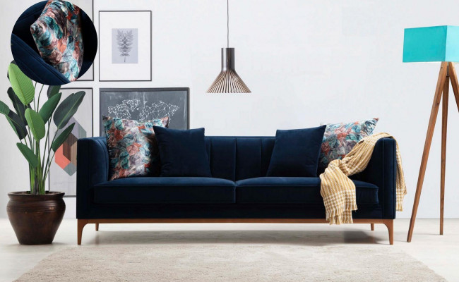 Three Seater Sofa 3 Seater Sofas Luxury Seat Fabric Modern Style Textile Couches Furniture