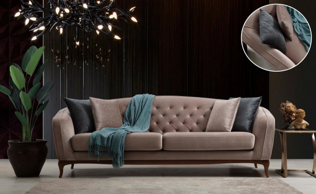 Three Seater Sofa 3 Seater Sofas Luxury Upholstered Couch Fabric Couches Furniture 230cm