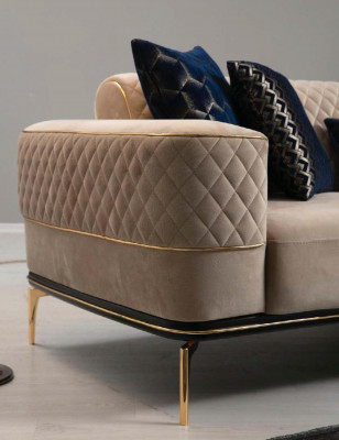 Suite Sofa set Sofa Sofas 3+1 Seater Armchair Fabric Wood Modern Polyester