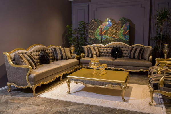 Complete Set Sofa set 3+3+1+1 Seat Sofas Coffee table Baroque Rococo 5 pieces