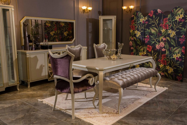 Design Dining room Set 8pcs Dining table Chair Chest of drawers Display case Stool Wood