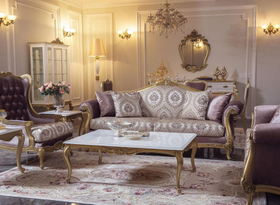 Luxury Sofa set Coffee table Sofas Armchair Fabric Couch Set 4pcs. velvet