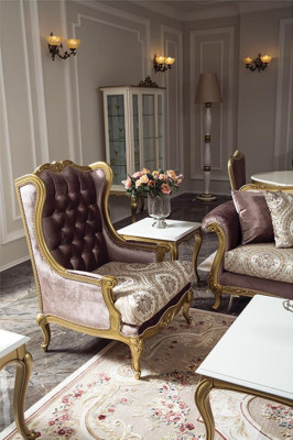 Luxury Sofa set Coffee table Sofas Armchair Fabric Couch Set 4pcs. velvet