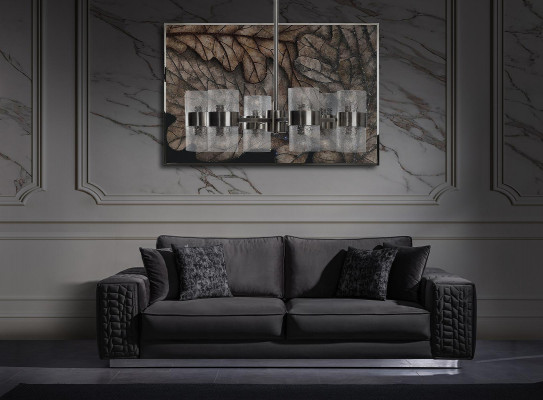 Black Couch Upholstery Furniture 3+1 Seat Classic Sofa set Baroque