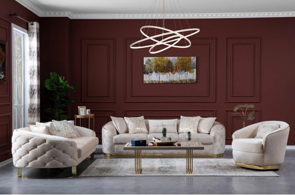 Luxury Hotel Furnishings Sofa set Couch Set Upholstery Furniture 3pcs.