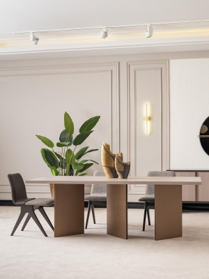 Dining room Dining set Dining room furniture Dining table Dining corner 9 pieces Wood Beige